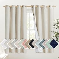 NICETOWN Natural Linen Curtains, Complete Blackout Drapes, Thermal Insulated & Noise Reducing Window Draperies with White Lin