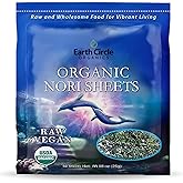 Earth Circle Organics | Organic Nori Seaweed Sheets - Raw, Unheated & Not Roasted | Grade A Certified | Vegan, Paleo, Keto Fr