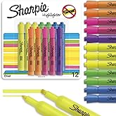 Sharpie Tank Style Highlighters, Chisel Tip Fluorescent Highlighter Marker Set, Office And Teacher Supplies, Assorted, 12 Cou