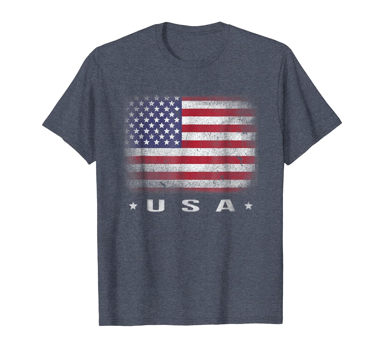 USA Flag T-shirt 4th July Fourth Red White Blue Star Stripes-ln