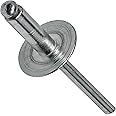 Large Flange Pop Rivets 1/8" x 1/8" All Aluminum Dome Head Blind 4-2 Gap .063" - .125" Quantity 100 by Fastenere