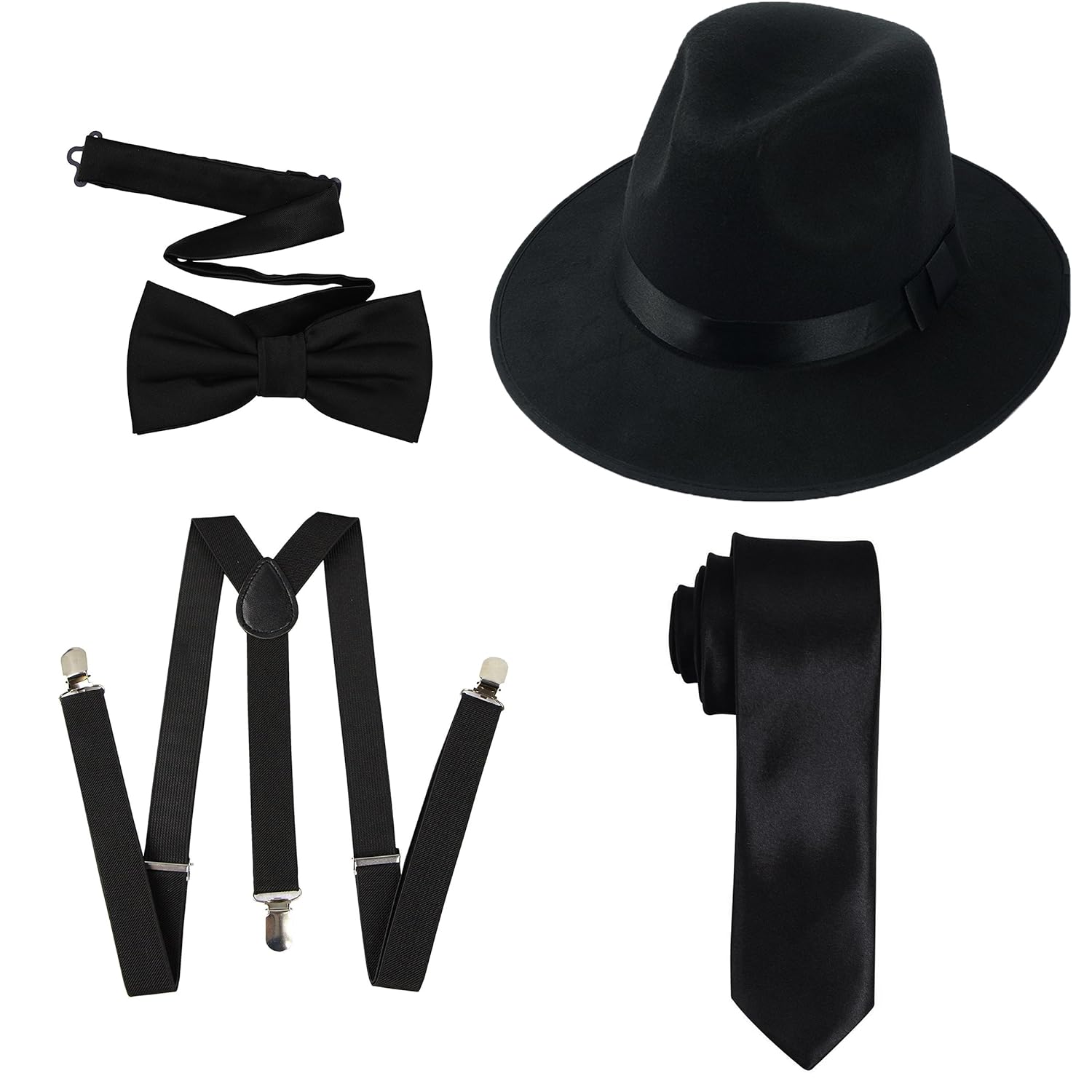 1920s Men’s Costumes: Gatsby, Gangster, Peaky Blinders, Mafia 1920s Mens Accessory Set Hard Felt Wide Brim Panama Hat Gangster Theme Party  AT vintagedancer.com