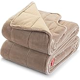 Sunbeam Extra Warm Weighted Blanket | 15 Pounds, Reversible Plush Velvet/Microfiber with Arm Slits and Neck Cutout, 54” x 73”