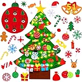 Max Fun DIY Felt Christmas Tree Set Plus Tic-Tac-Toe Games for Kids Toddlers Wall Hanging Decorations Felt Craft Kits for Xma