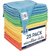 S&T INC. 25 Pack Microfiber Cleaning Cloth, Bulk Towels for Home, Reusable Microfiber Towels for Cars, Cleaning Rags, Assorte