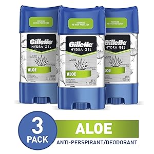 Gillette Antiperspirant Deodorant for Men, Hydra Clear Gel With Aloe, 3.8 Oz, Pack Of 3