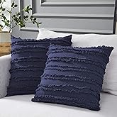 Longhui bedding Navy Blue Throw Pillow Covers for Couch Sofa Bed, Cotton Linen Decorative Pillows Cushion Covers, 18 x 18 inc