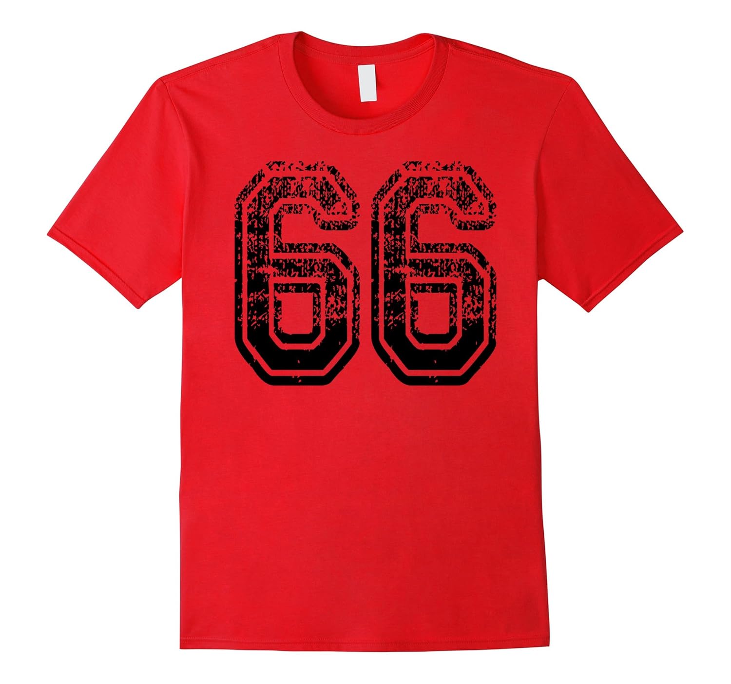 #66 Grungy Numbered Sports Team T-Shirts both sides in black-FL