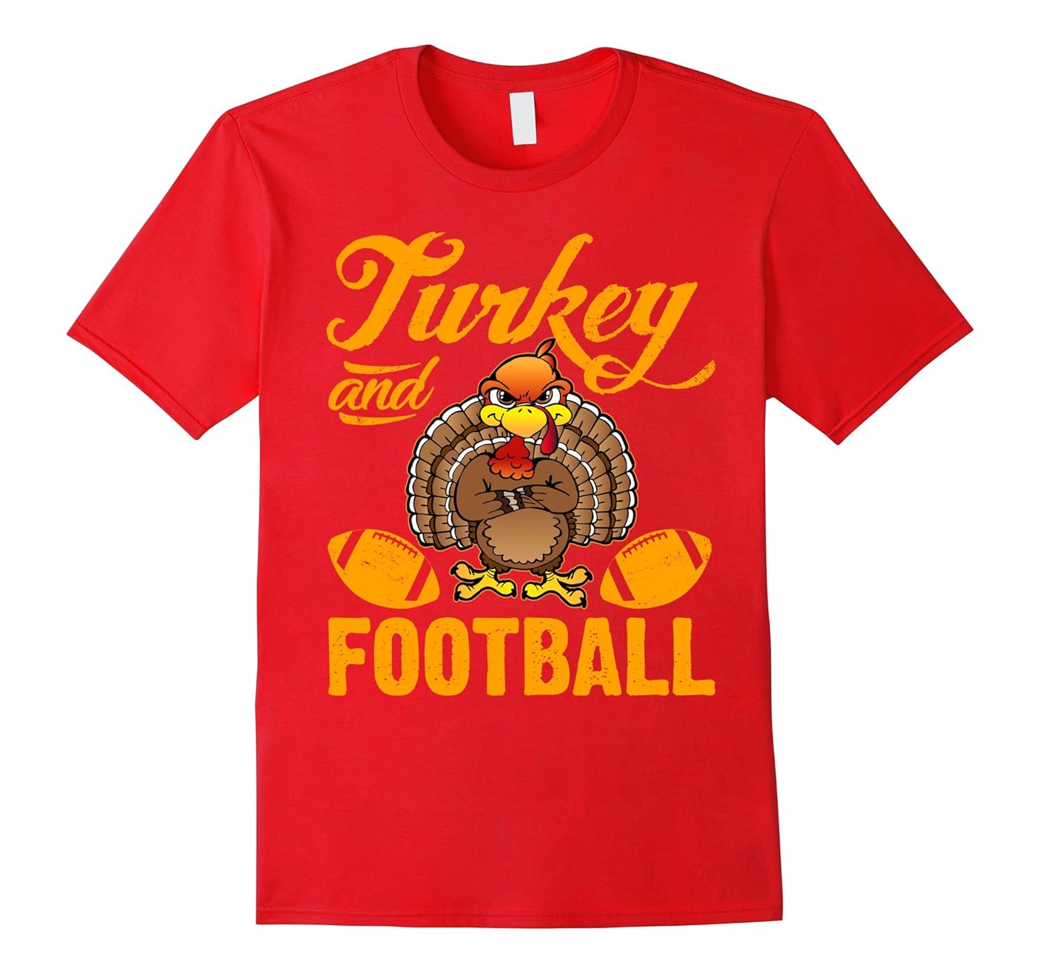 Funny Turkey And Football T-Shirt Thanksgiving Day Outfit-ANZ