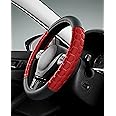 Skechers Steering Wheel Cover, Leather Car Steering Wheel Covers, 14.5-15 inch Anti-Slip Safety Comfortable Hexcomb Design Un