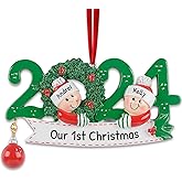 Personalized Couples Ornaments 2024 - Green Wreath Year Ornament Couple Gifts for Christmas Our First Christmas Together Orna