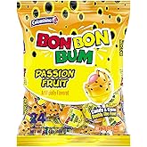 Colombina Bon Bon Bum Lollipops w/Bubble Gum Center, Passion Fruit Flavor, Individually Wrapped, Ideal for Party Favors and G