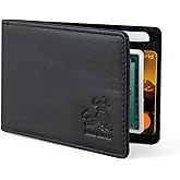 Leather Money Clip Wallet for Men RFID Blocking Slim Bifold Front Pocket Design with Quick Cash & Card Access, Premium & Dura