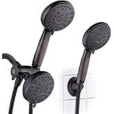 AquaSpa High Pressure 48-mode Luxury 3-way Combo – Dual Rain & Handheld Shower Head – 6 Foot Stainless Steel Hose – Anti Slip