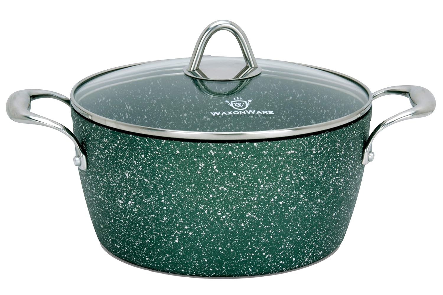 WaxonWare 4.5 Quart Stone Nonstick Dutch Oven Casserole Stockpot, Anti-Warp Non Toxic APEO PFOA Free Nonstick Cookware, Induction Compatible, Dishwasher & Oven Safe Nonstick Pot (EMERALD Series)