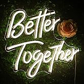 Looklight Better Together Neon Sign,Neon Light for Wall Decor,Wedding Neon Sign,Warm White Led Neon Light USB Letters Neon Si