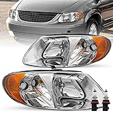 JSBOYAT Halogen Headlight Assembly Fits 2001-2007 Dodge Caravan / 01-07 Grand Caravan Chrysler Town & Country with 113.3 inch