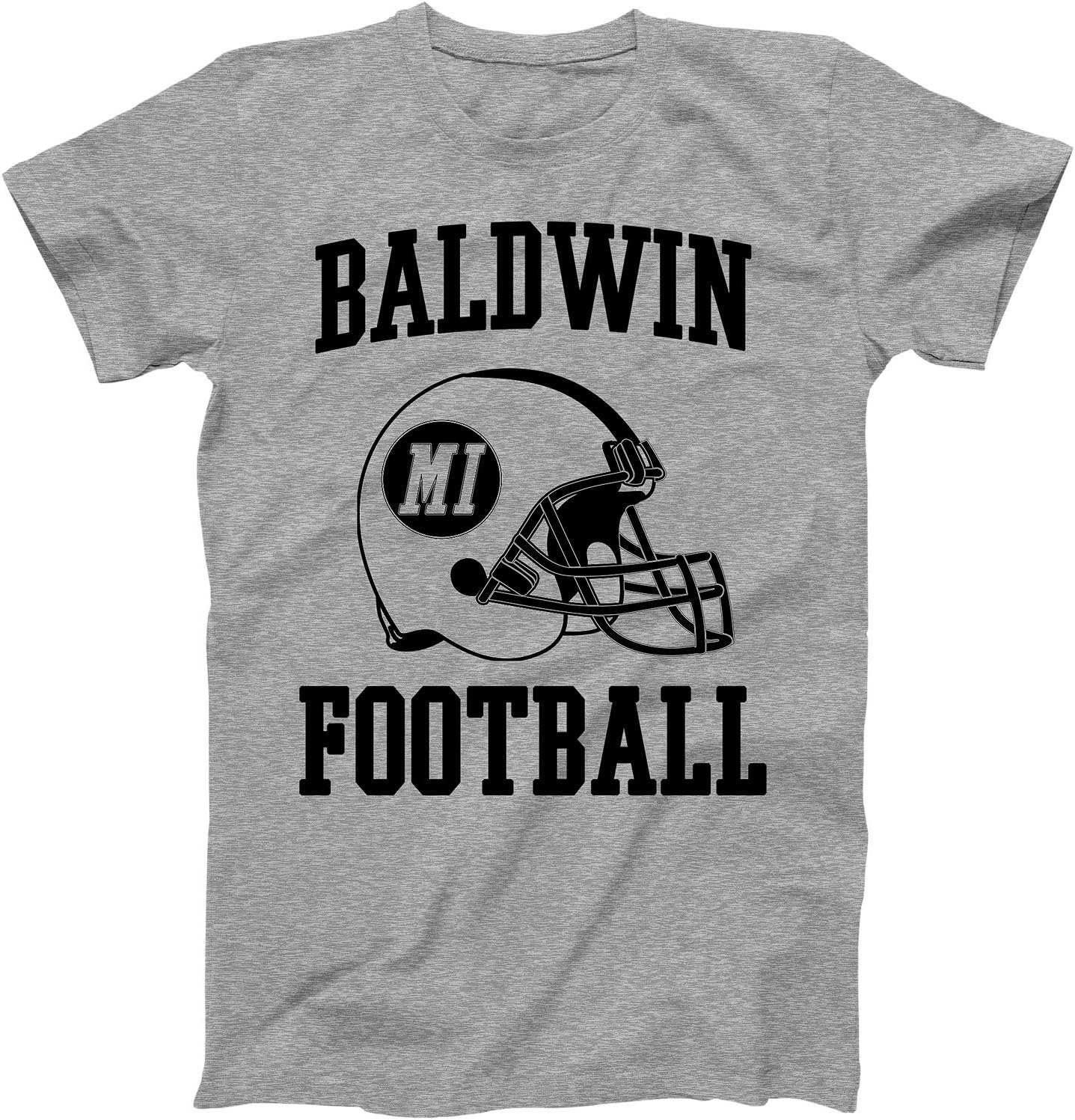 Vintage Football City Baldwin Shirt for State Michigan with MI on Retro Helmet Style