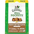 GREENIES PILL POCKETS for Dogs Capsule Size Natural Soft Dog Treats with Real Peanut Butter, 15.8 oz. Pack (60 Treats)