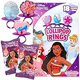 Disney Princess Decorated Lollipop Rings, Bulk Flavored Candy for Birthday Party Favor, Individually Wrapped With Assorted Fl