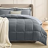 Homelike Moment Queen Comforter Set Grey, Lightweight Reversible Comforters Queen Size Set, Soft Down Alternative Bed Comfort