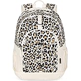 Choco Mocha Leopard Backpack for Teen Girls, Travel School Backpack for Girls Middle School Large Bookbag 18 Inch, Beige Chee