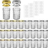 SPANLA Mason Jars 8 oz, 24 Pack Canning Jars 8 oz Half Pint Glass jars with Regular Lids and Bands, Small Mason Jars with Lid