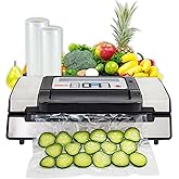 Nesco Deluxe Food VS-12 Vacuum Sealer, 130 Watts, Kit Bags & Viewing Lid, Compact, Silver