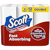 Scott Paper Towels, Choose-A-Sheet, 6 Double Rolls = 12 Regular Rolls (100 Sheets Per Roll)