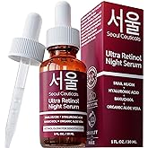 SeoulCeuticals 1% Korean Retinol Night Serum for Face - 97.5% Snail Mucin + Hyaluronic Acid + Bakuchiol, Cruelty Free K Beaut