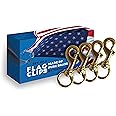 Flag Clips for Rope 4-Pack - Durable 3.2” Bronze Brass Snap Clip with Swivel Eyelet - Best for Flag Poles with Halyard Rope -