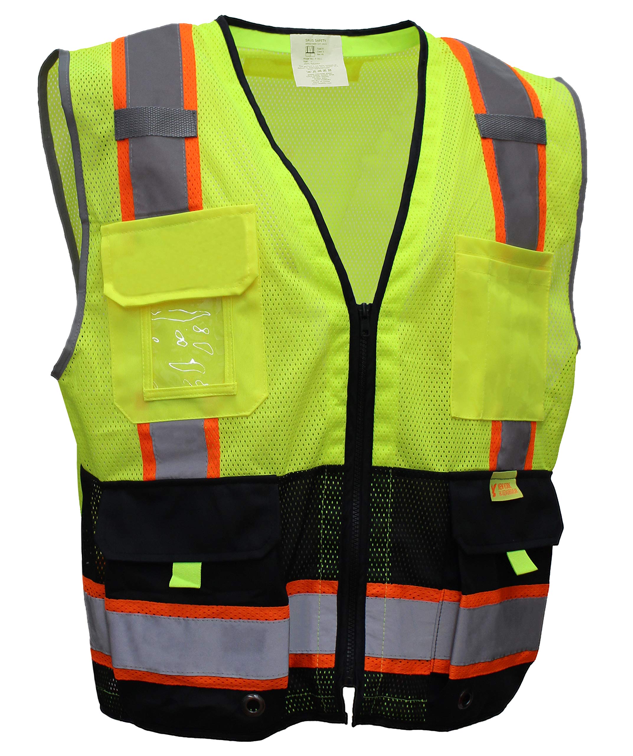 P5512 Class 2 HV Two Tone Reflective Strips Breathable Mesh Vest