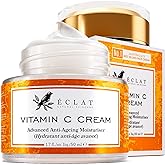 Vitamin C Face Cream - Vitamin C Cream with 2.5% Hyaluronic Acid + 2% Squalane, Vitamin C Moisturizer for Face, Brightening C