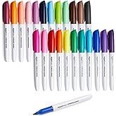 Amazon Basics Fine Tip Point Permanent Markers for Office, School, and Home Use, Assorted Colors, 24 Pack