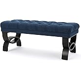 Christopher Knight Home Scarlett Fabric Ottoman Bench, Dark Blue 17.25”D x 41.00”W x 16.75”H