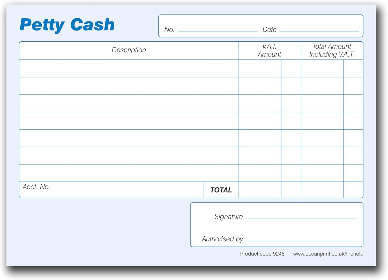 Petty Cash Receipt Template