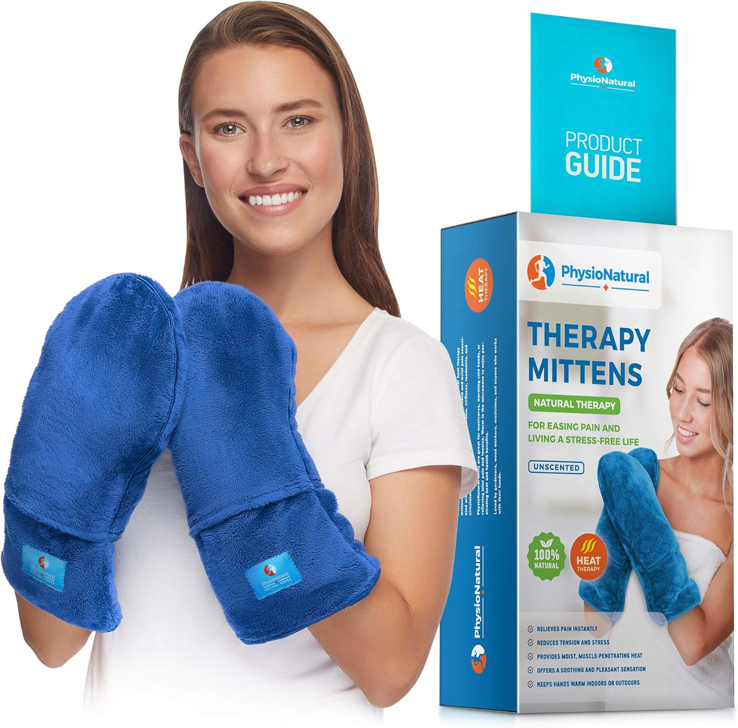 Microwavable Therapy Mittens with Flaxseed – Moist Heat Therapy Relief for Hands and Fingers in Cases of Stiff Joints, Trigger Finger, Inflammation, Raynaud's, Carpal Tunnel – Natural Unscented Gloves