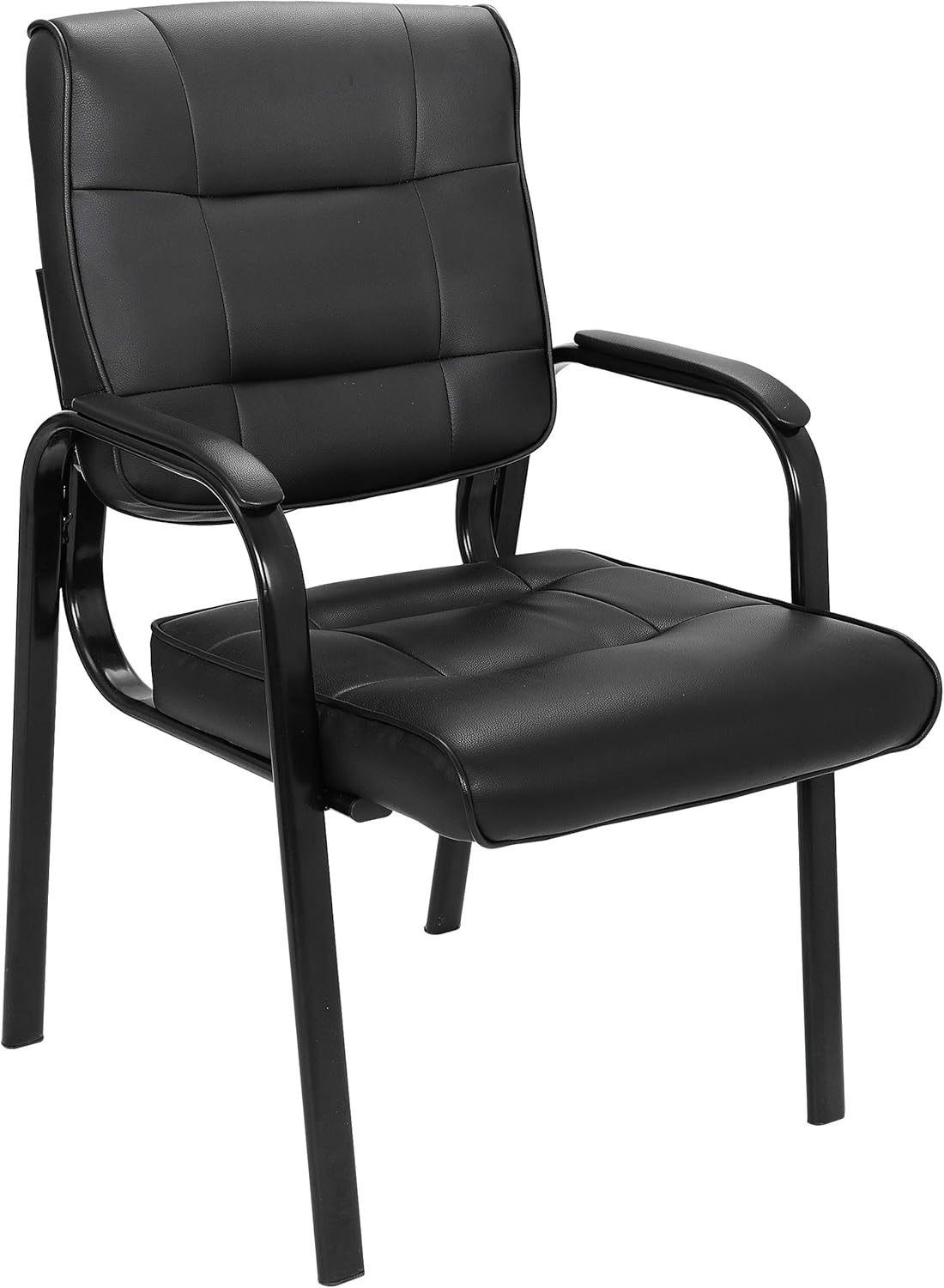 ZenStyle Leather Guest Chair Office with Metal Frame, Bonded Leather Padded Arm Rest Chairs for Waiting Room, Reception Meeting, Conference