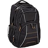 Amazon Basics Laptop Backpack for School, Work, Travel, Fits Up to 17-inch Laptops, Binders, Black