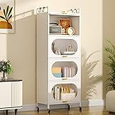 Jazipic Kitchen Pantry Storage Cabinet with 4 Flip-up PC Doors, Bathroom Storage Cabinet with 4 Universal Wheels, 5-Tier Meta