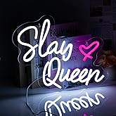 NINTHVEEN Slay Queen Neon Sign，Led Neon Light，Neon Signs For Bedroom Wall Decor，Game Room Decor，Birthday Gifts for Girl，Gamer