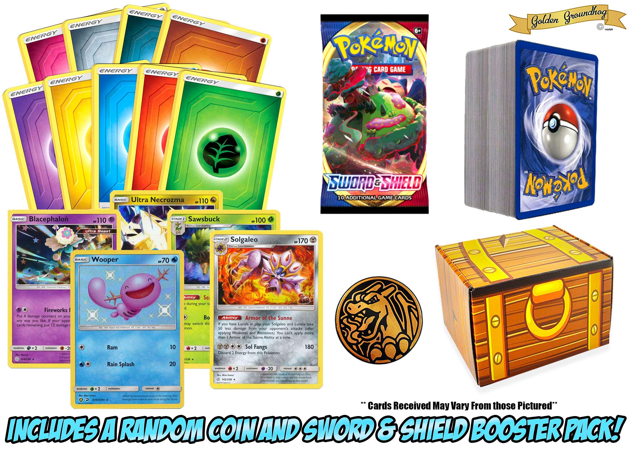 Buy Golden Groundhog TCG Deck Box Bundled with 100 Assorted Pokemon ...