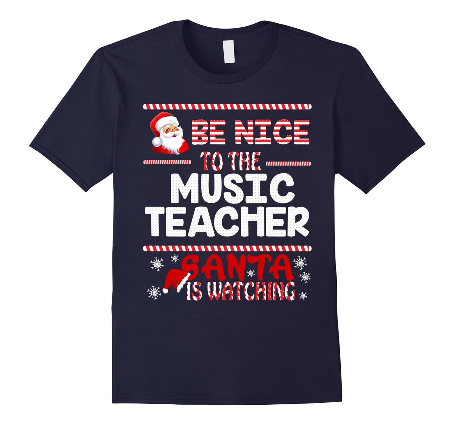 Be Nice To Music Teacher Santa Watching Christmas-BN