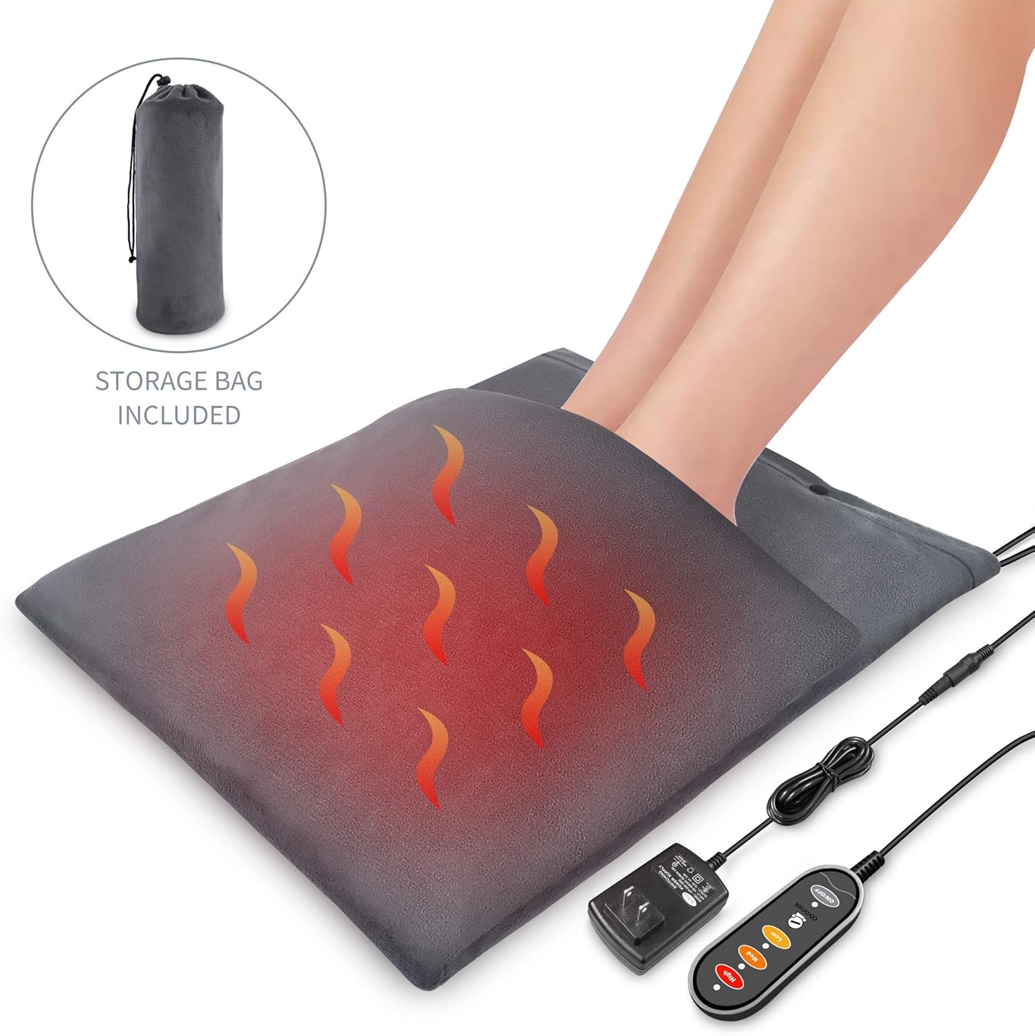 Comfier 2-in-1 Foot Warmer and Heating Pad, 12V Safety Voltage Washable Large Size, 60 Minutes Auto Shut Off, Feet Warmer for Women Men Pad and Heating Blanket for Back Pain and Cramps Relief