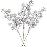 Artiflr 14 Pack Christmas Glitter Berries Stems Clearance, 7.8 Inch Artificial Christmas Picks for Christmas Tree Ornaments, 