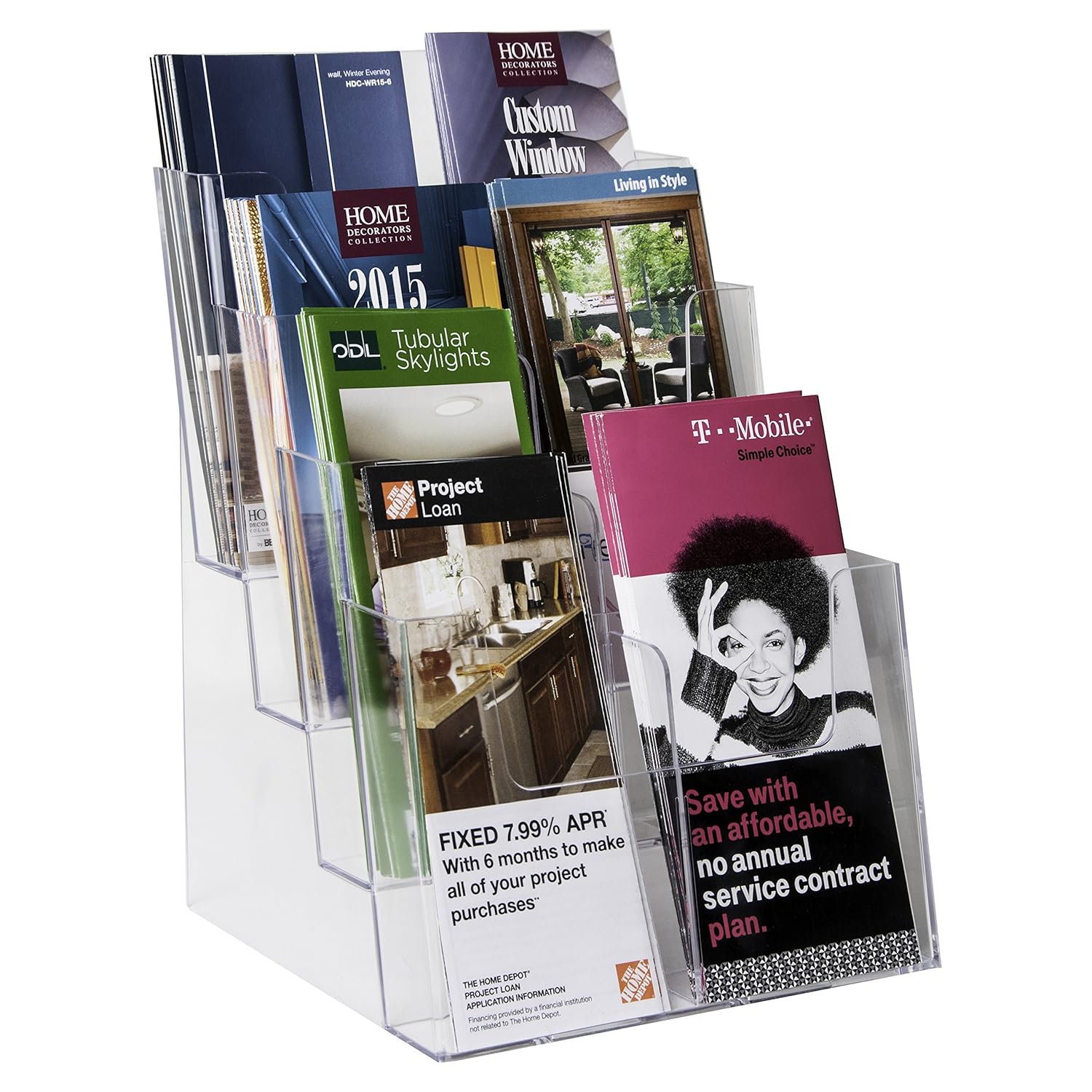 Amazon.com : Clear-Ad Acrylic Brochure Holder - 4 Tier Pamphlet Holder ...