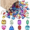 Hicarer 100 Pieces Toy Gems Pirate Treasure Jewels Fake Acrylic Gems Multicolor Bling Diamonds Plastic Gemstones with a Draws