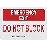 Brady 127147 Fire Safety Sign, Legend "Emergency Exit Do Not Block", 7" Height, 10" Width, Red on White