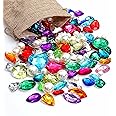 DEODARI 115pcs Pirate Gems Fake Treasure Jewels with Pearls in Sack bag Kids Pirate party Favors