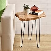 WELLAND Natural Edge End Table, Wood Side Table, Nightstand, Plant Stand 20.5" Tall，Unique desktop